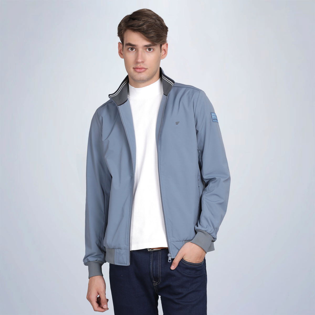 Men’s Classic Aqua Polyester Jacket - Regular fit