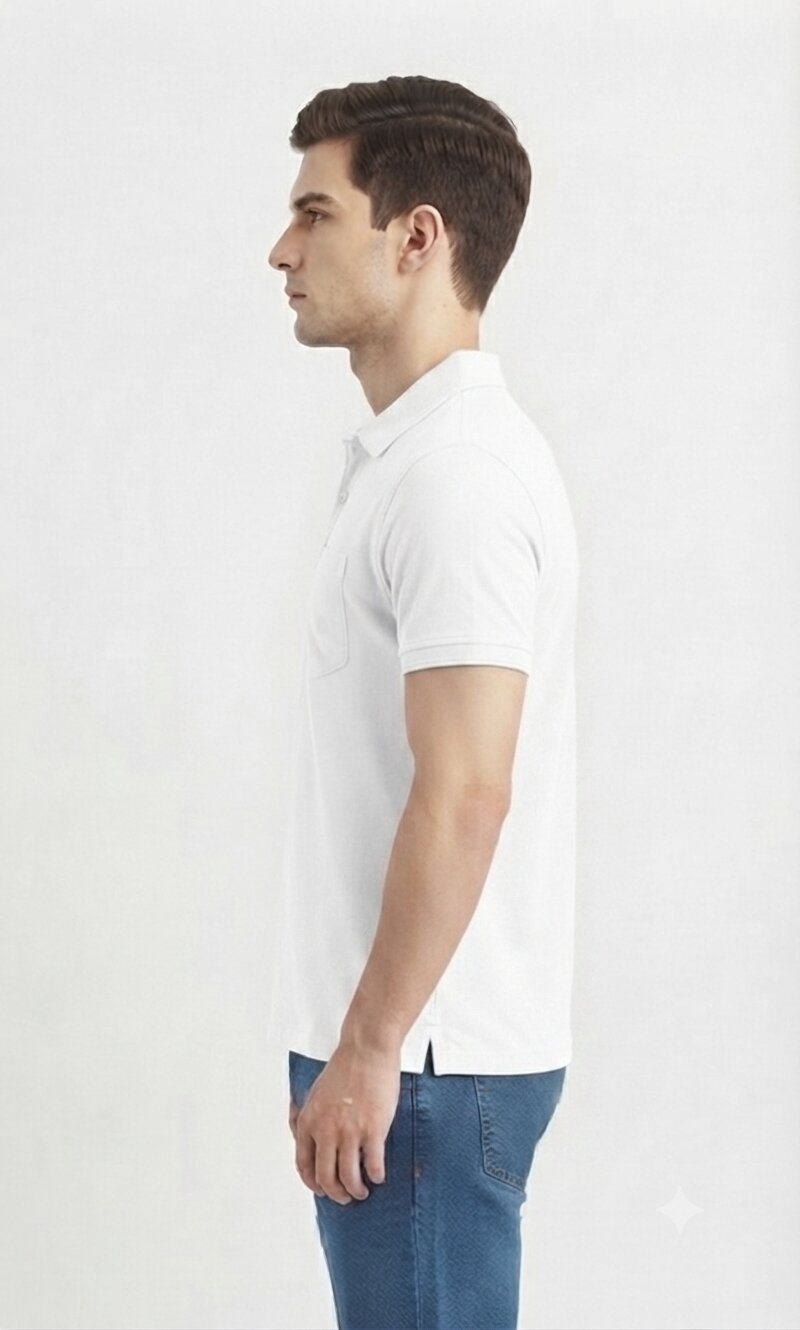 T-Base Men's Solid Polo T-Shirt |  Regular Fit | Half Sleeve | Polo Collar|BROKEN WHITE