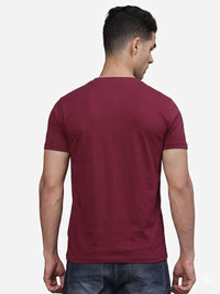 TBASE Men's Cotton Solid V-Neck T-Shirt | Short Sleeves | Regular Fit | Casual Everyday|Ruby Wine