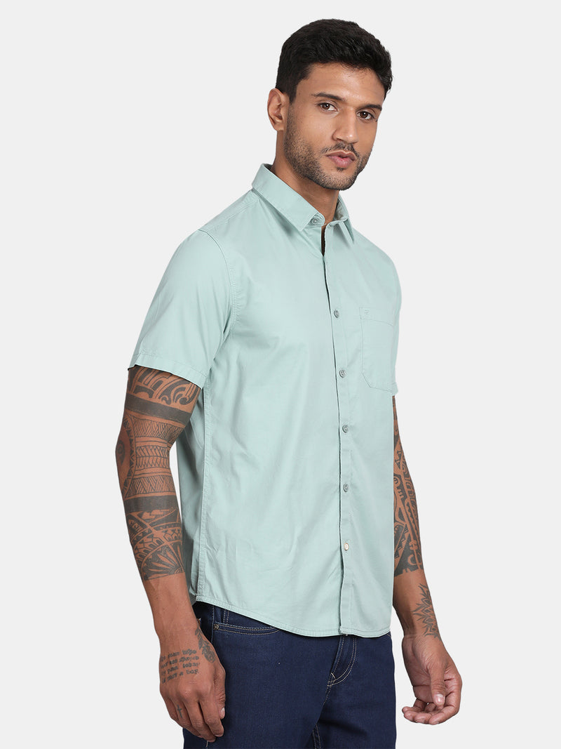 HALF SLEEVE COTTON TWILL SHIRT