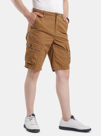 T-base Men's Casual Cargo Shorts | Mid-Rise | Regular Fit |Whiskey