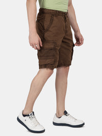T-base Men's Casual Cargo Shorts | Mid-Rise | Regular Fit |Bark