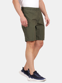 Tbase Men's Solid Regular Fit Cotton Shorts– Rifle green
