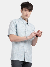 T-Base Men Regular Fit Cotton Casual Shirt | Short Sleeve|Mint Green