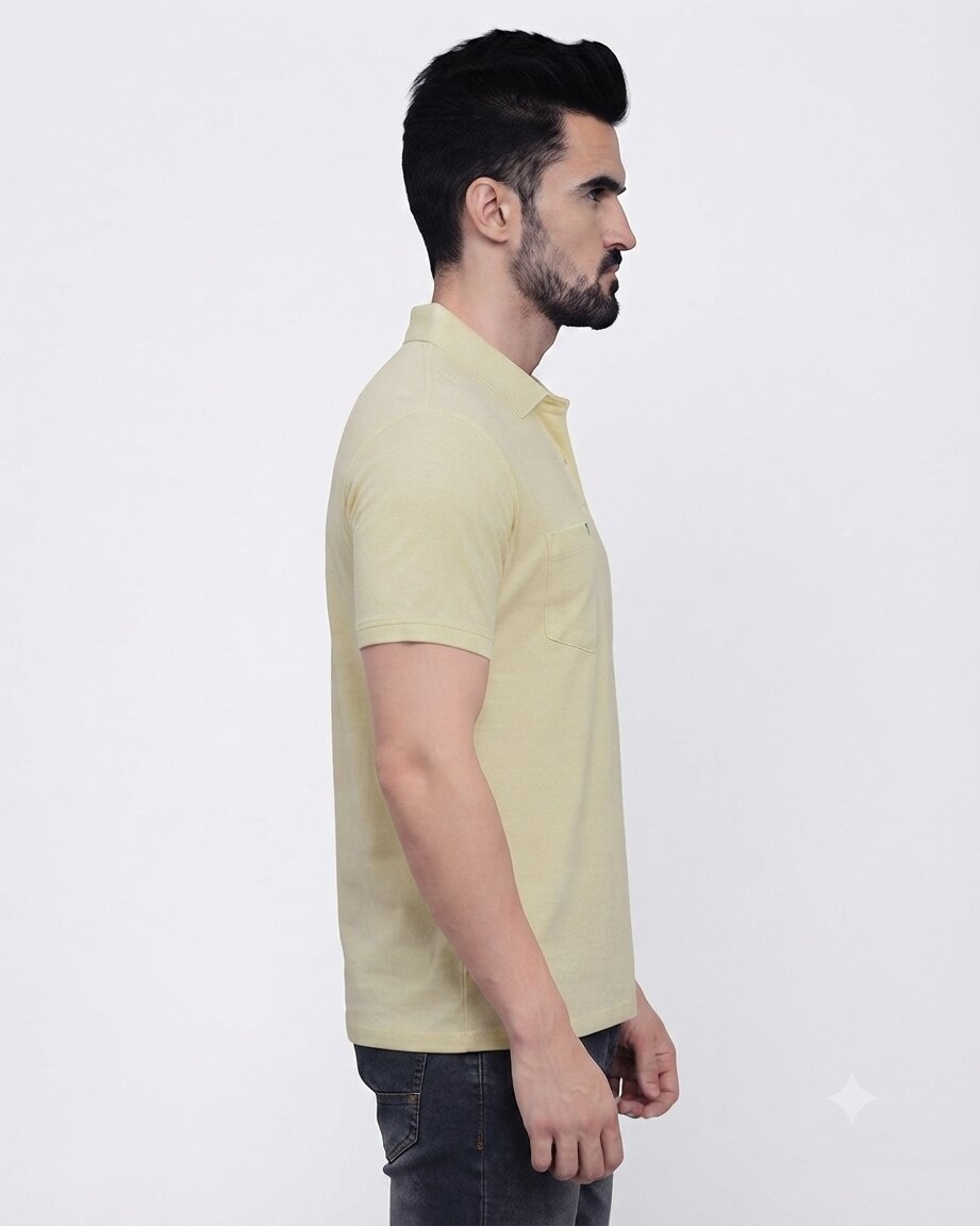 T-Base Men's Solid Polo T-Shirt |  Regular Fit | Half Sleeve | Polo Collar|DAFFODIL
