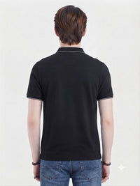 T-Base Men's Solid Polo T-Shirt |  Regular Fit | Half Sleeve | Polo Collar |Jet Black