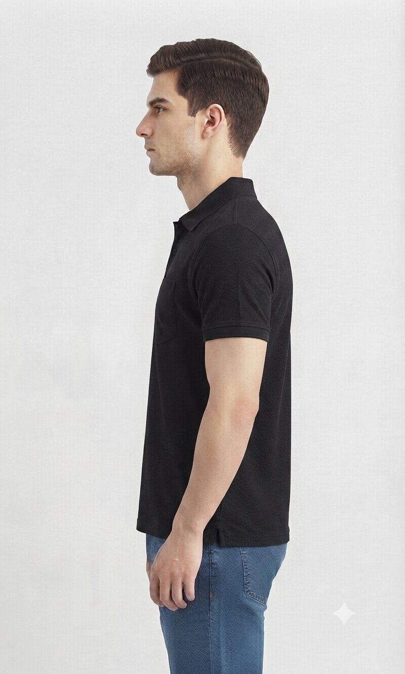 T-Base Men's Solid Polo T-Shirt |  Regular Fit | Half Sleeve | Polo Collar|Jet Black