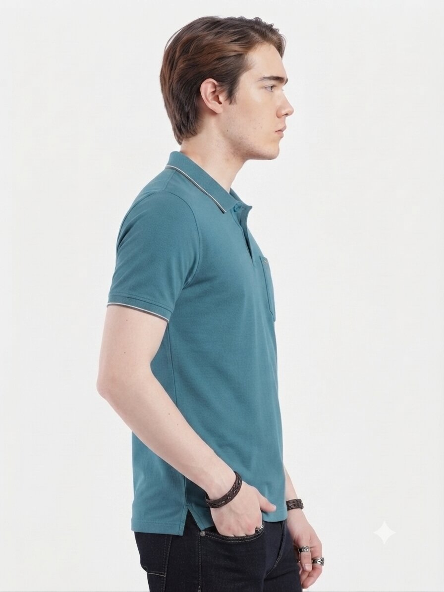 T-Base Men's Solid Polo T-Shirt |  Regular Fit | Half Sleeve | Polo Collar |BLUE-SHAPPHIRE