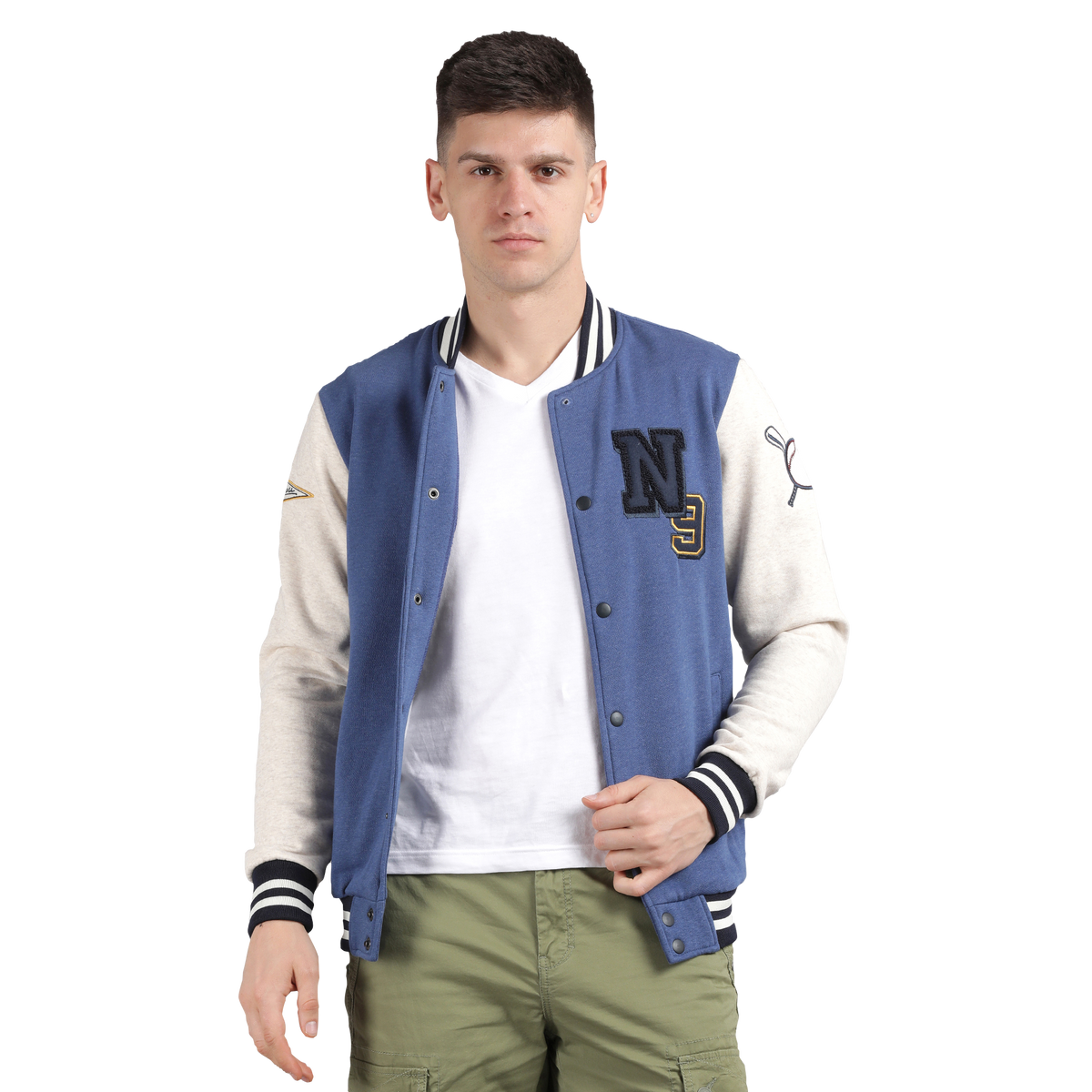 Men’s Classic Ensign Blue Melange Cotton Jacket - Regular fit