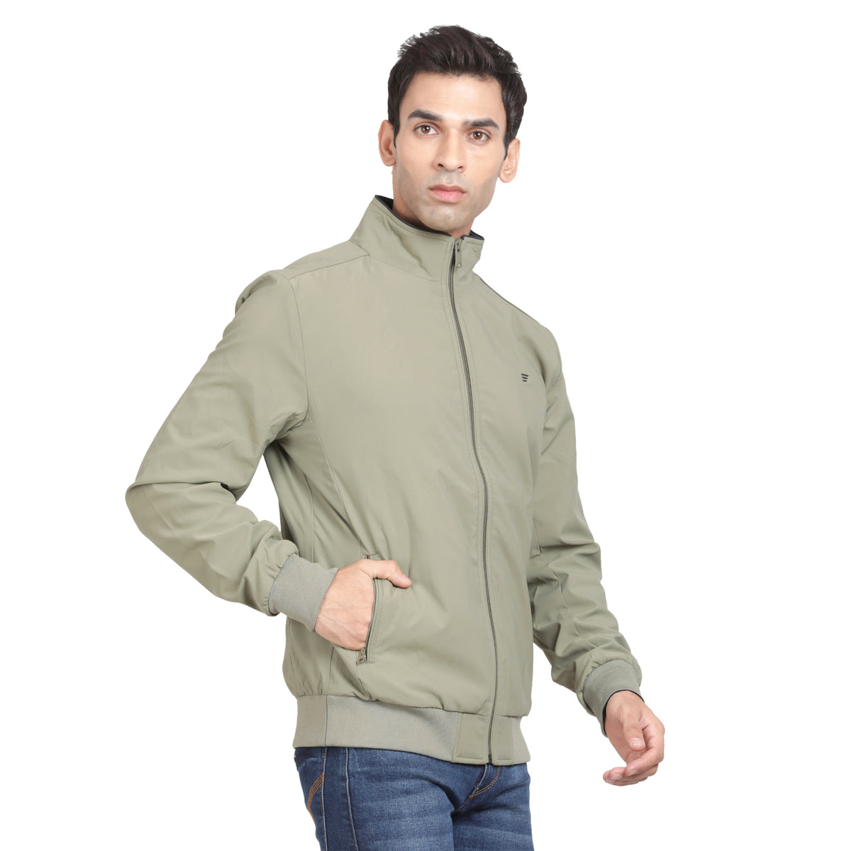 Men’s Classic Sage Green Polyester Jacket - Regular fit