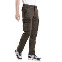 T-Base Men Mid-Rise Cotton Cargos Trousers|Olive Night