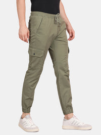 T-Base Men’s MT Olive Cargo Jogger Pants | Slim Fit Casual Utility Trousers