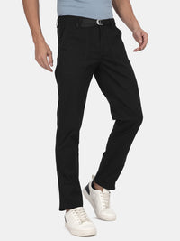 T-Base Men’s Black Cargo Trouser | Mid-Rise Casual Utility Pants with 4 Pockets