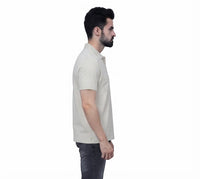 T-Base Men's Solid Polo T-Shirt |  Regular Fit | Half Sleeve | Polo Collar|IVORY