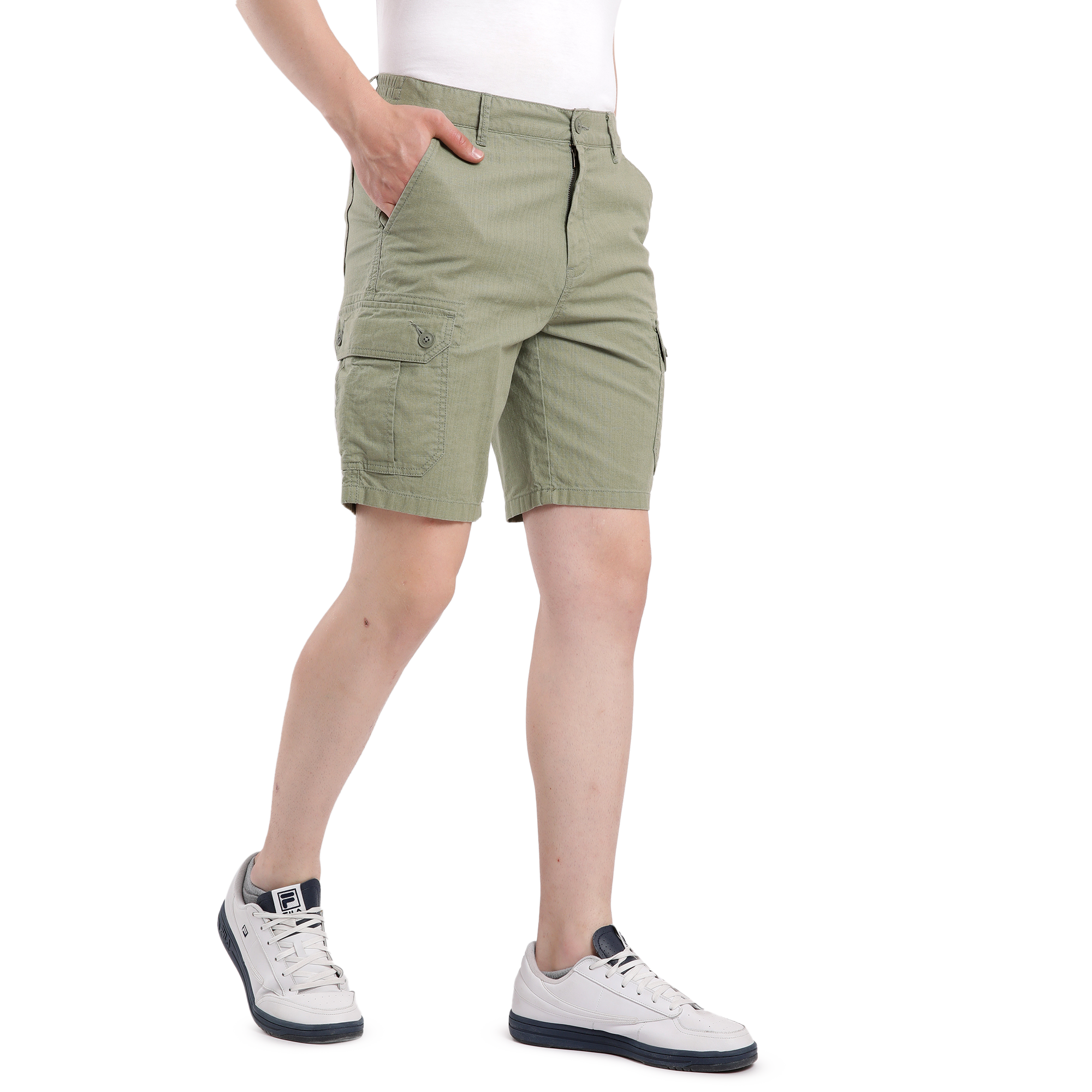 T-base Men's Casual Cargo Shorts | Mid-Rise | Regular Fit |Avacado
