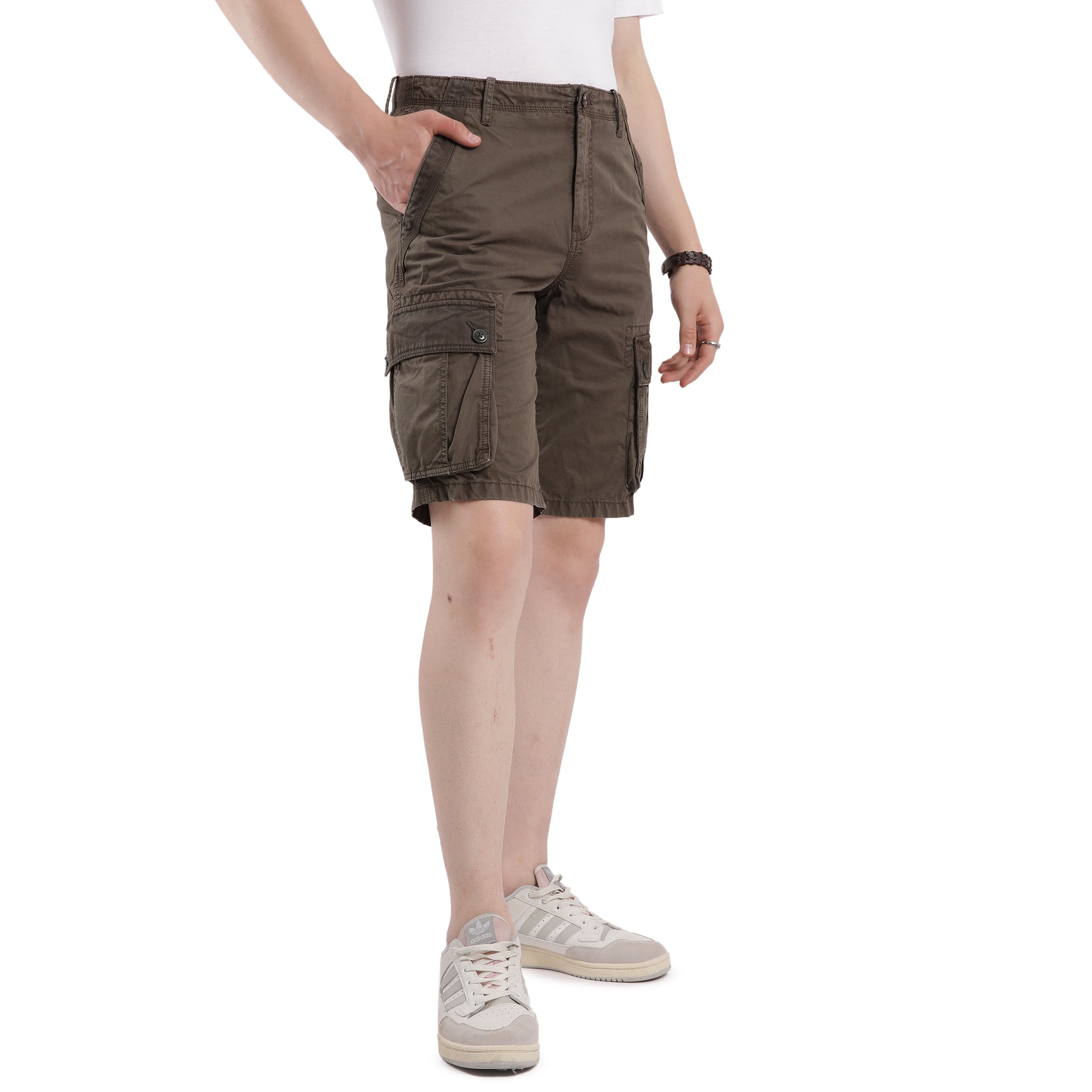 T-base Men's Casual Cargo Shorts | Mid-Rise | Regular Fit |Olive Night