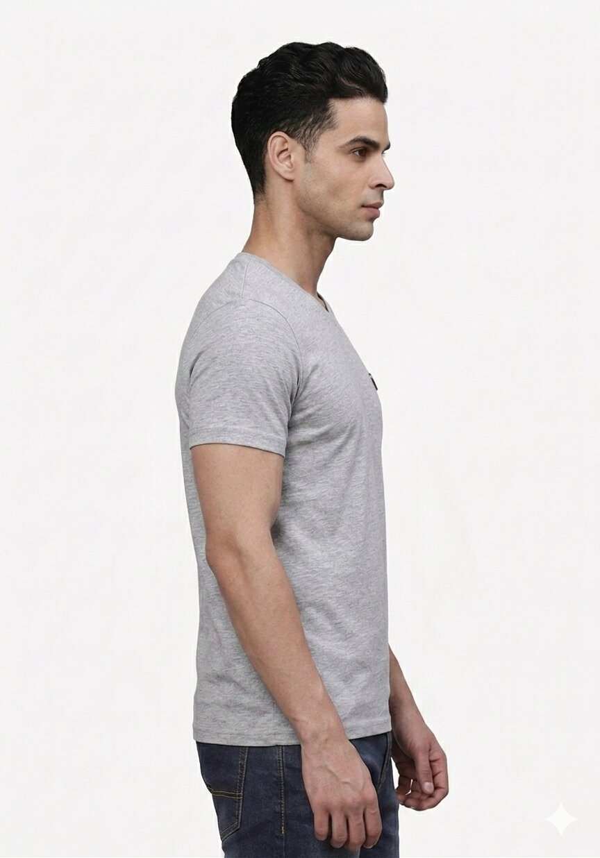 TBASE Men's Cotton Solid V-Neck T-Shirt | Short Sleeves | Regular Fit | Casual Everyday|Ocean Blue