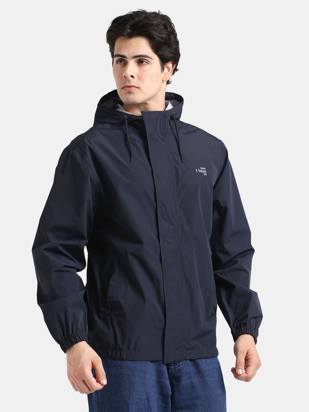 TBASE Men’s NAVY Waterproof Rain Jacket with Hood