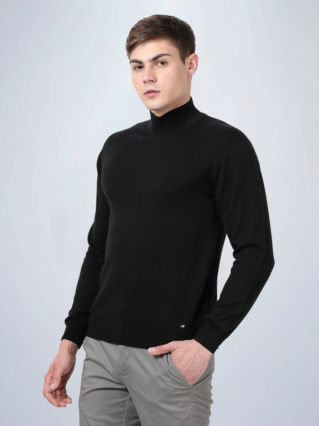 High Neck Black Full Sleeve Pullover
