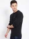 T-Base Men Black Solid Woolen Pullover Sweater