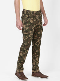 T-Base Men Camouflage Printed Cotton Easy Wash Mid-Rise Cargos Trousers