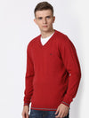 T-Base Men Red Solid Cotton Pullover