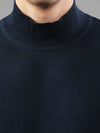 T-Base Men Navy Blue Ribbed Pullover