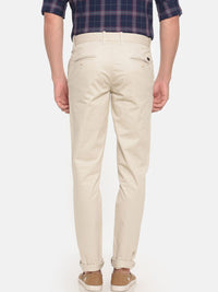 T-Base Men Cream-Coloured  Slim Tapered Core Chino Trousers