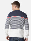 T-Base Men Blue & White Striped Cotton Pullover