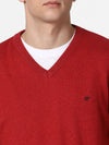 T-Base Men Red Solid Cotton Pullover