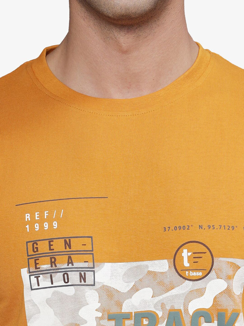 T-Base Men Typography Printed Applique T-Shirt