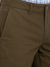 T-Base Men Olive Green Easy Wash Chinos Trousers