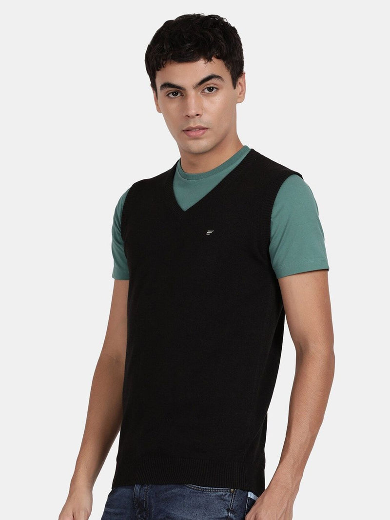 V Neck Black Sleeveless Pullover