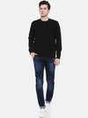 T-Base Men Black Striped Sweater