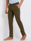 T-Base Men Olive Green Easy Wash Chinos Trousers