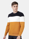 T-Base Men'S Yellow & White Colourblocked Pullover