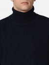 T-Base Men Navy Blue Solid Cotton Pullover