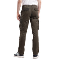 T-Base Men Mid-Rise Cotton Cargos Trousers|Olive Night