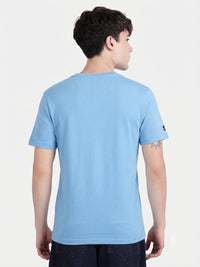 T-Base Men's Solid Polo T-Shirt |  Regular Fit | Half Sleeve |Round Neck |Sky Blue