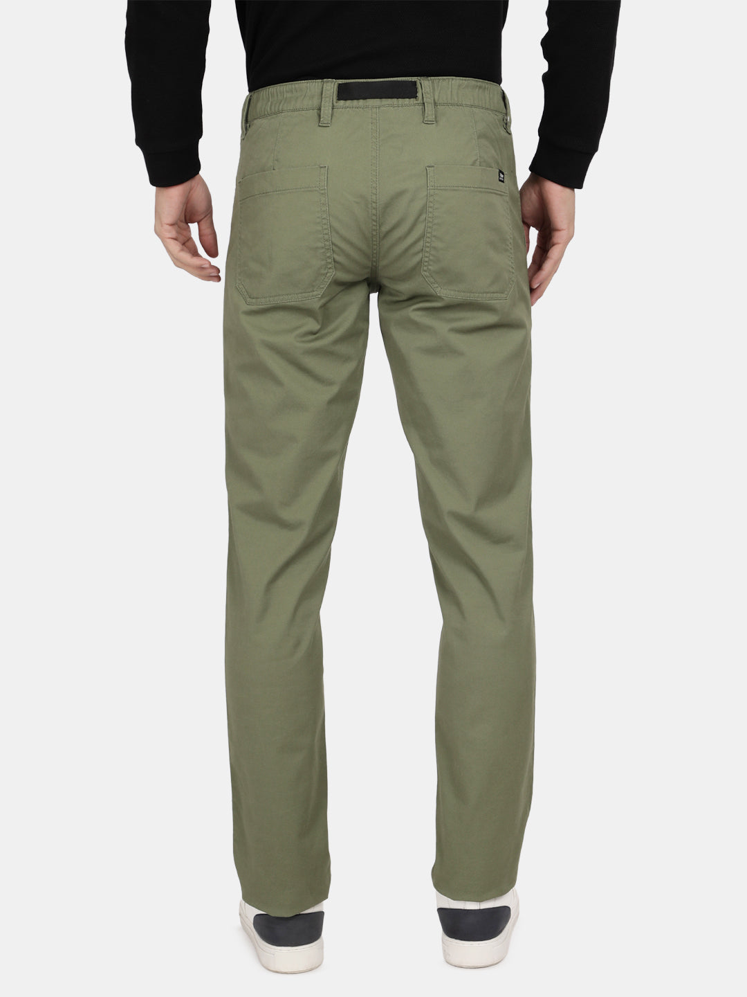 T-Base Men’s Sage Olive Cargo Trouser | Mid-Rise Casual Utility Pants with 4 Pockets