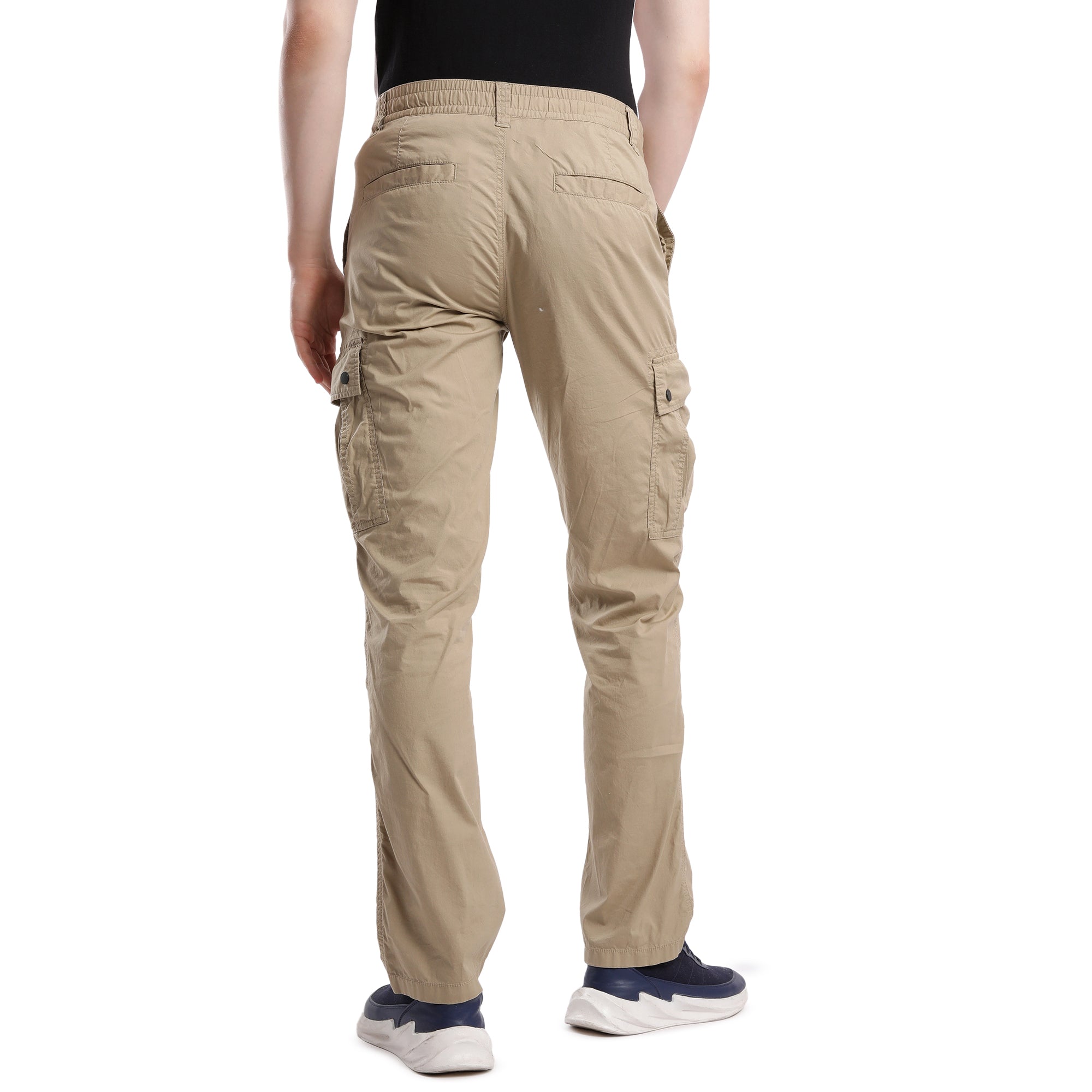 T-Base Men’s Oxward Tan Cargo Trouser | Mid-Rise Casual Utility Pants (Cotton)