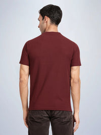 Half Sleeve Wine Henley T-Shirt