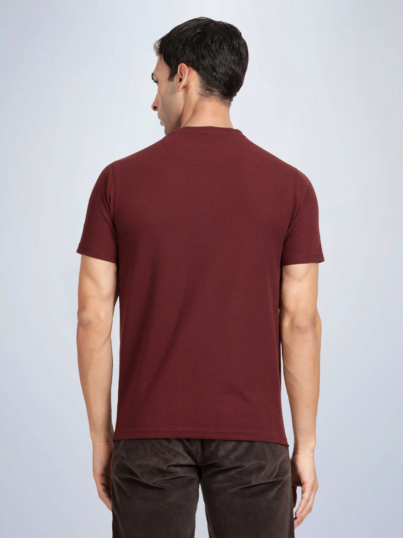 Half Sleeve Wine Henley T-Shirt