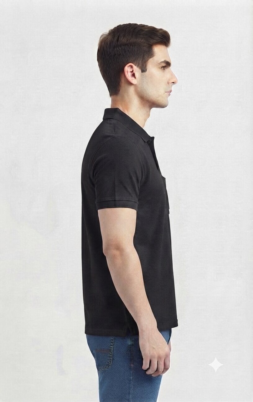 T-Base Men's Solid Polo T-Shirt |  Regular Fit | Half Sleeve | Polo Collar|Jet Black