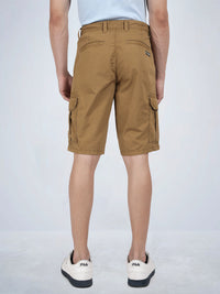 T-base Men's Casual Cargo Shorts | Mid-Rise | Regular Fit |WHISKEY
