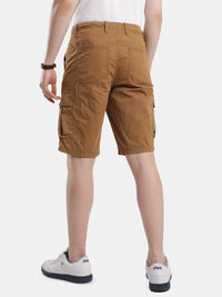 T-base Men's Casual Cargo Shorts | Mid-Rise | Regular Fit |Whiskey