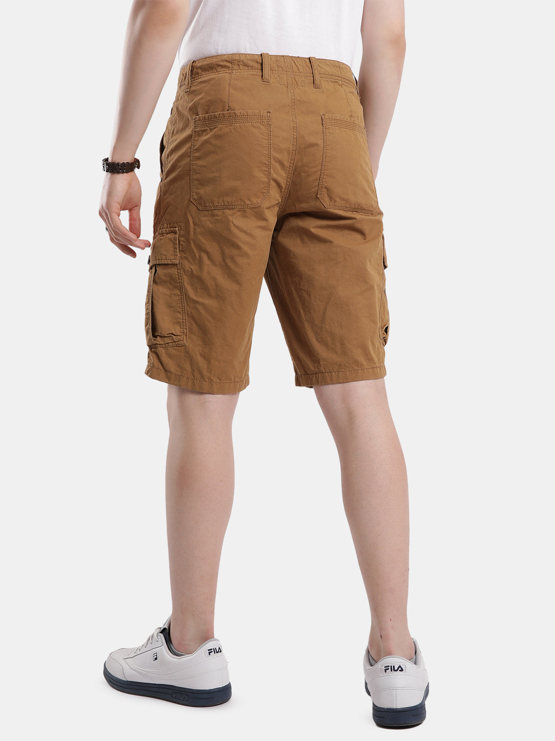 T-base Men's Casual Cargo Shorts | Mid-Rise | Regular Fit |Whiskey