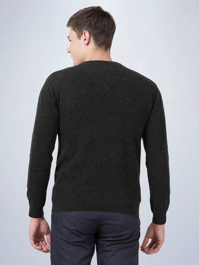 V Neck Lambswool Black Full Sleeve Pullover