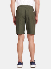 Tbase Men's Solid Regular Fit Cotton Shorts– Rifle green