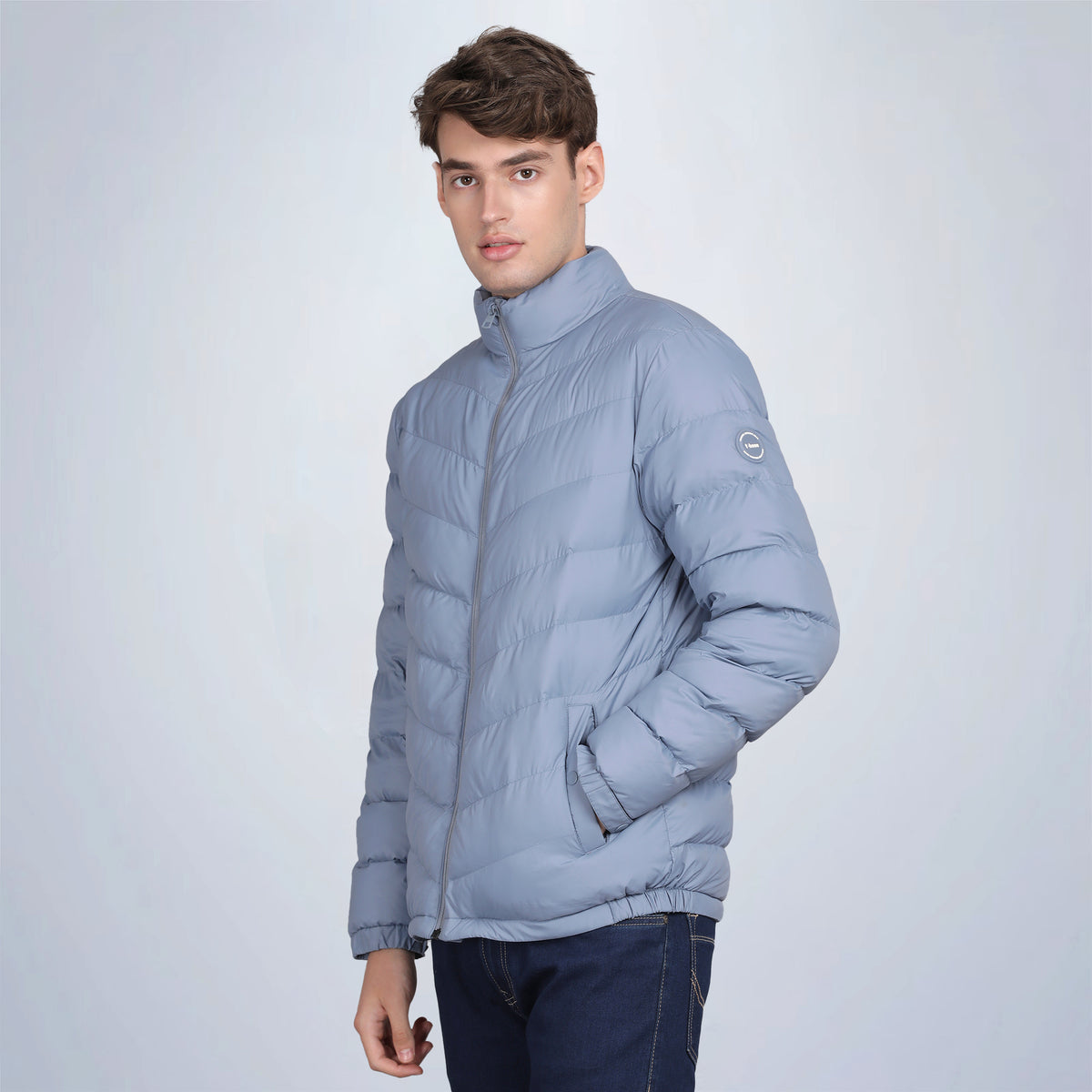 Men’s Classic Cloud Blue Polyester Jacket - Regular fit